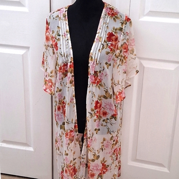 American Eagle Outfitters Floral Swim Cover Up/Open Duster/Boho Size XS/S - Picture 1 of 15